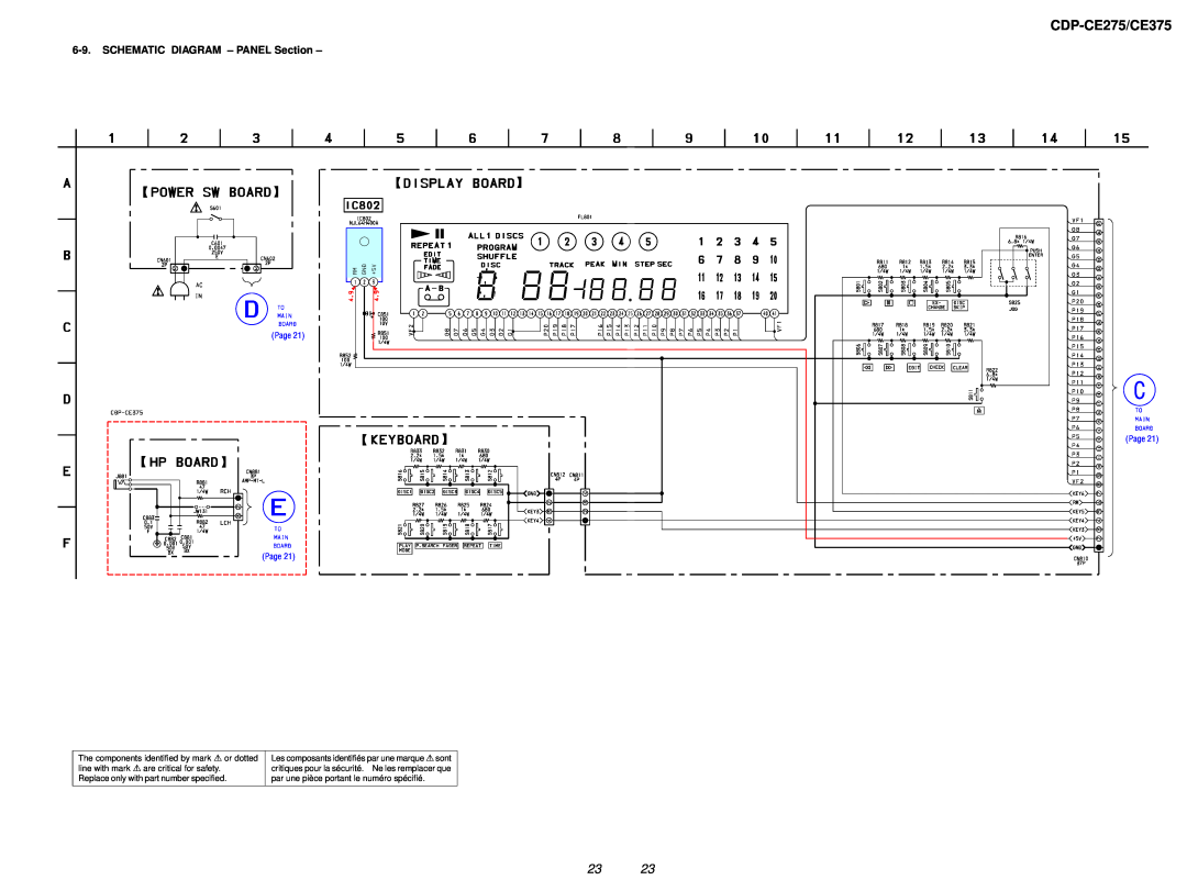 Sony CDP-CE375 service manual SCHEMATIC DIAGRAM - PANEL Section, CDP-CE275/CE375, Page 