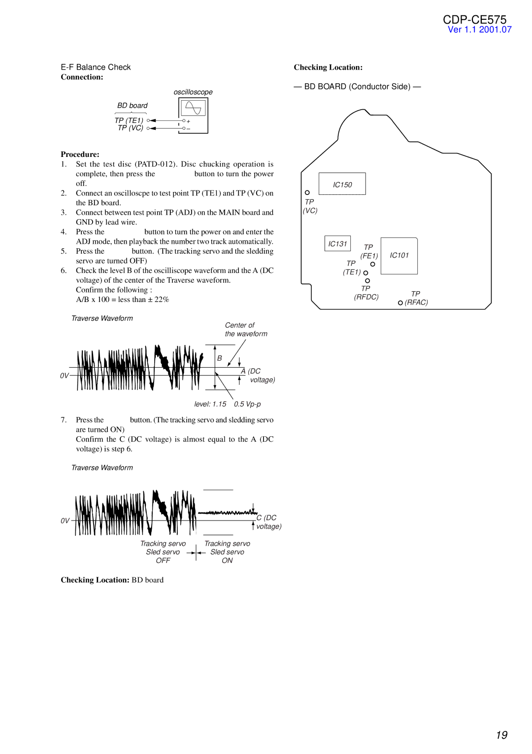 Sony CDP-CE575 service manual Balance Check 