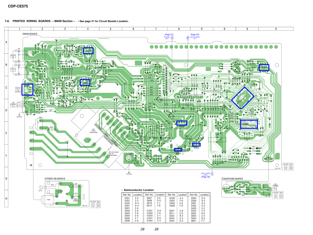 Sony CDP-CE575 service manual Main Board, Headphone Board 