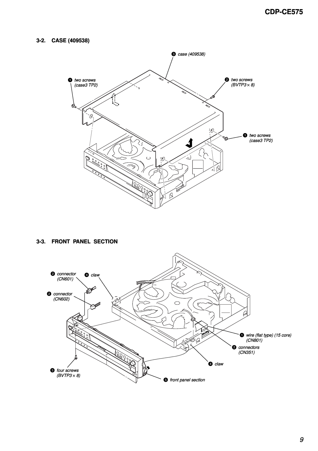 Sony CDP-CE575 service manual Case, Front Panel Section 