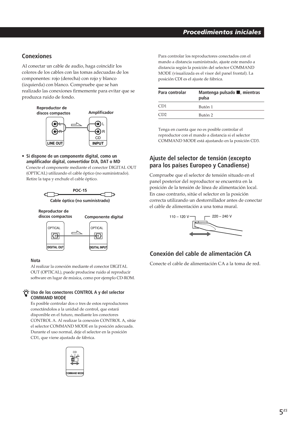 Sony CDP-CX153 manual Conexiones, Conexión del cable de alimentación CA 