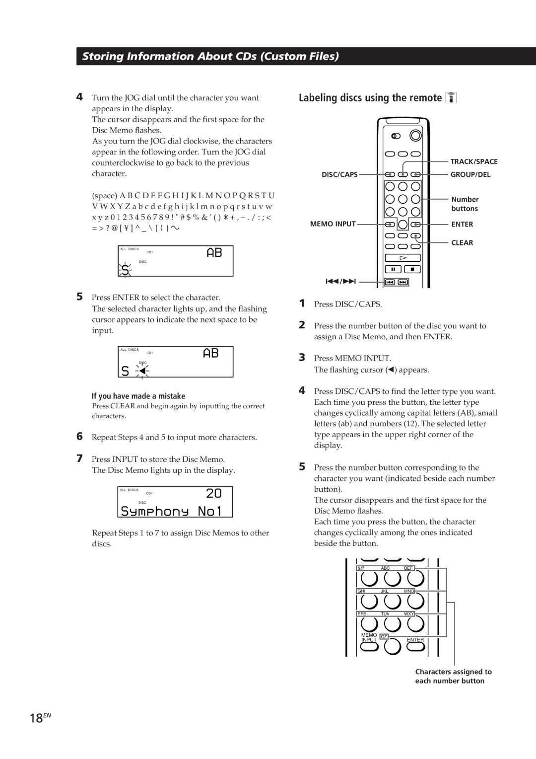 Sony CDP-CX250 manual 18EN, If you have made a mistake 