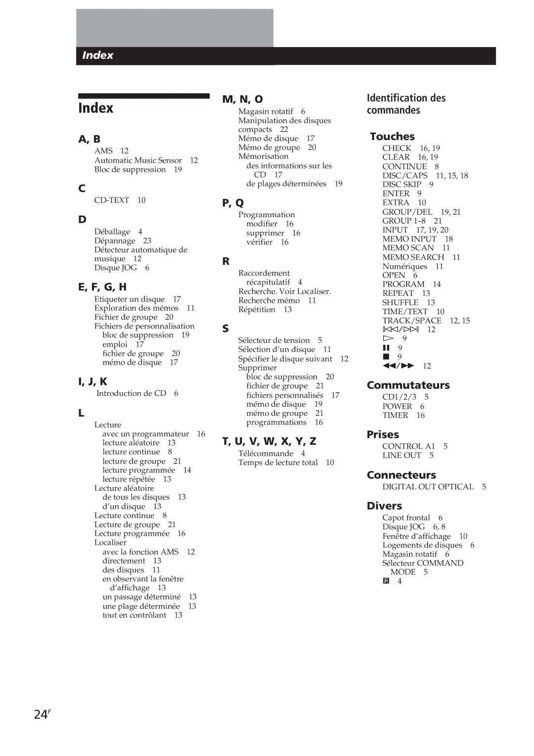 Sony CDP-CX250 manual 24F 