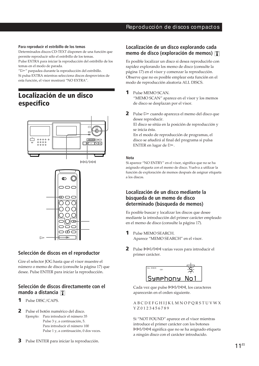 Sony CDP-CX250 manual Localización de un disco específico, Selección de discos en el reproductor 