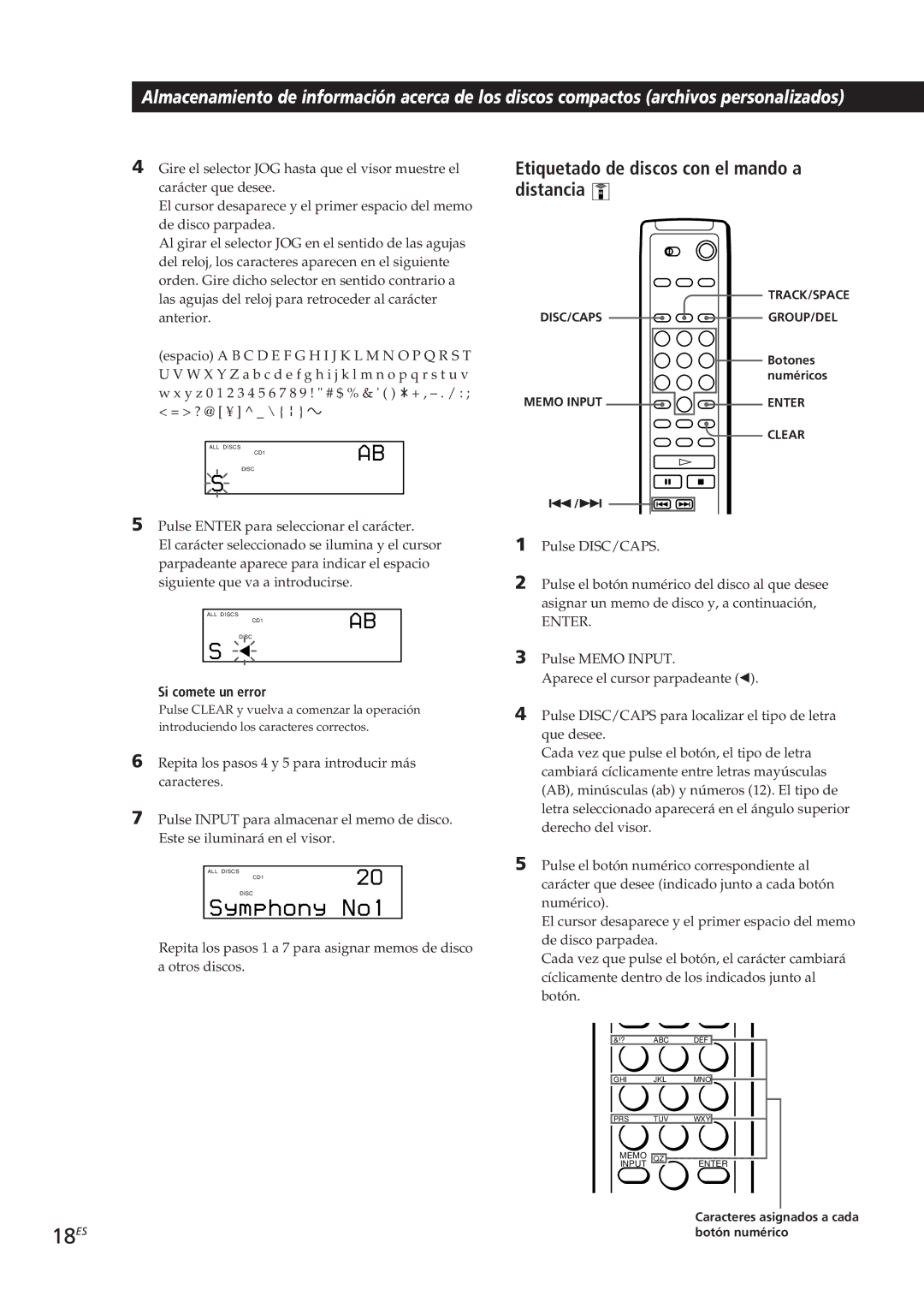 Sony CDP-CX250 manual Si comete un error 