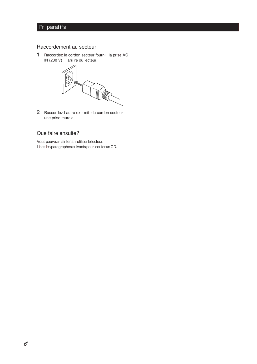 Sony CDP-X5000 manual Raccordement au secteur 