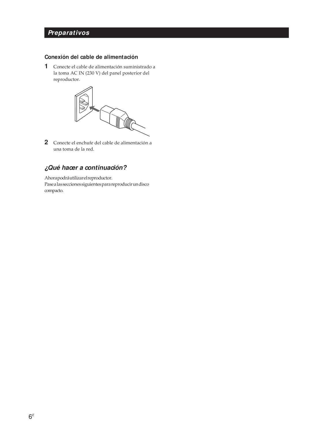 Sony CDP-X5000 manual Conexión del cable de alimentación 