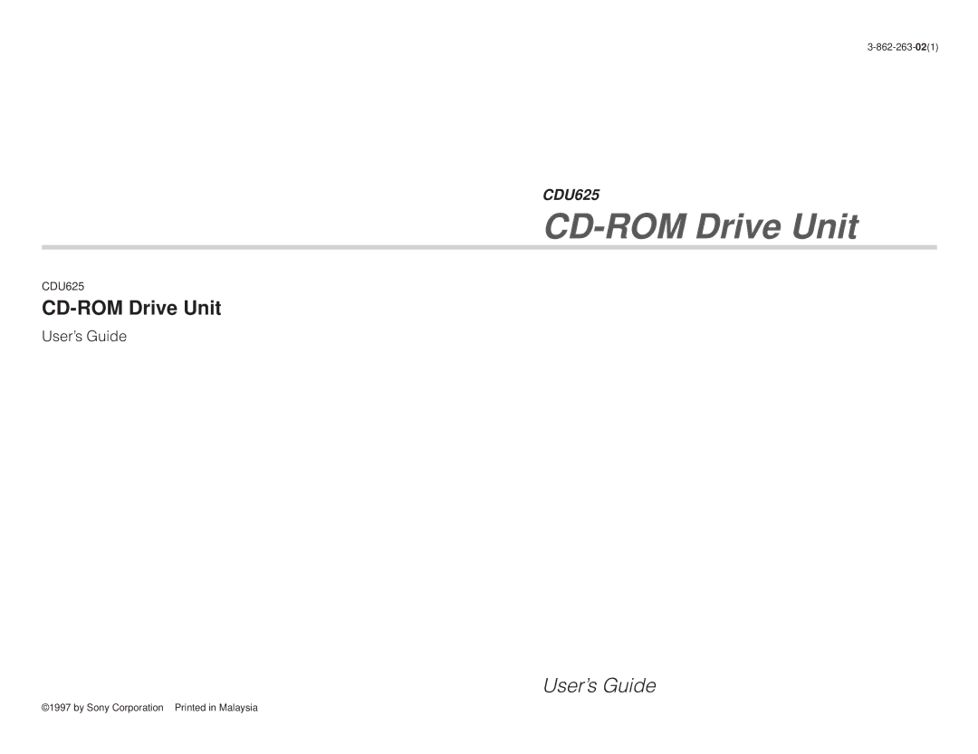 Sony CDU625 manual CD-ROM Drive Unit 