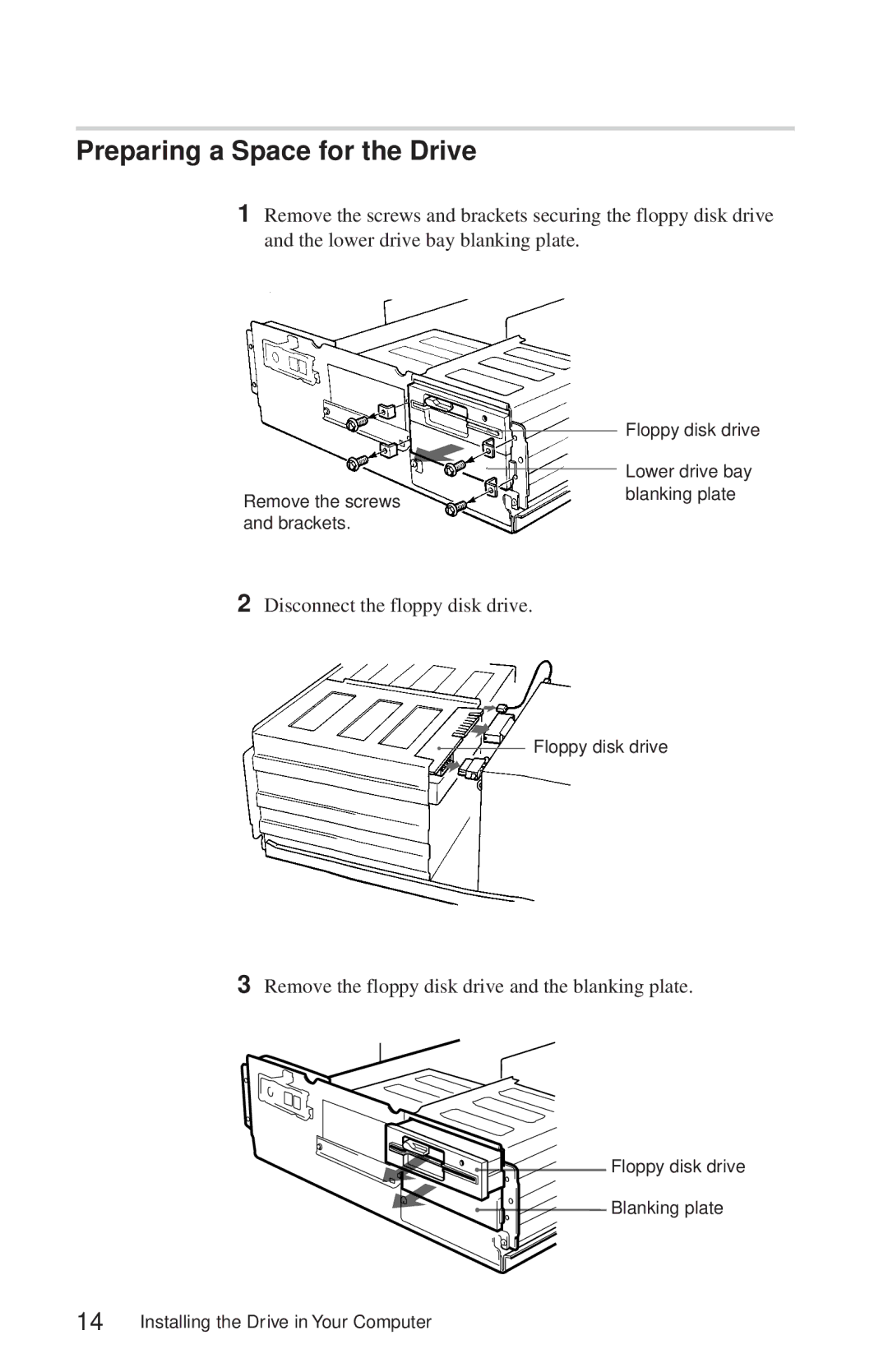 Sony CDU625 manual Preparing a Space for the Drive 