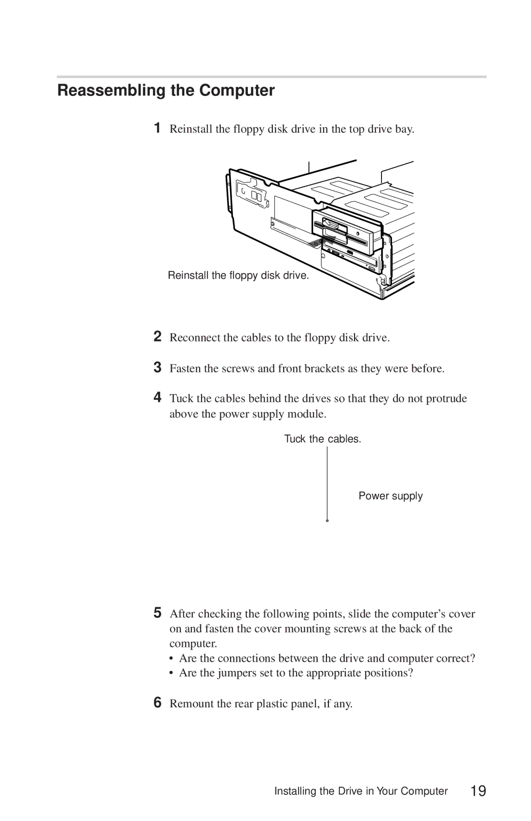 Sony CDU625 manual Installing the Drive in Your Computer 