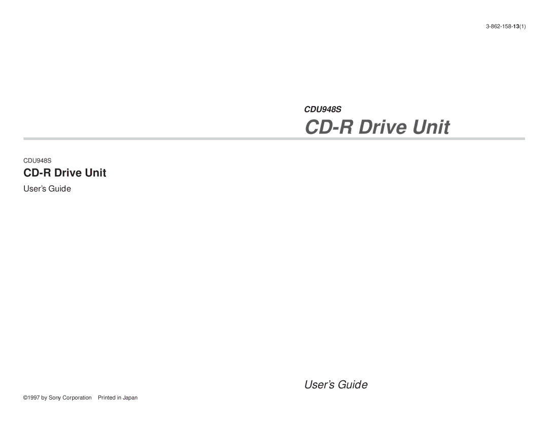 Sony CDU948S manual CD-R Drive Unit 