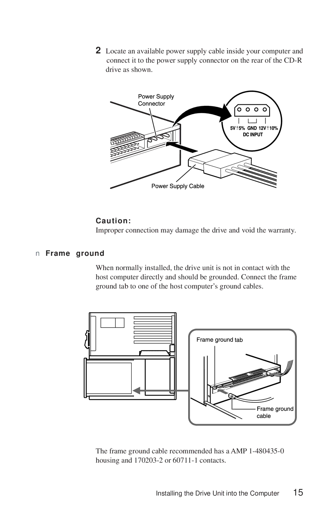 Sony CDU948S manual U t i o n, Frame ground 