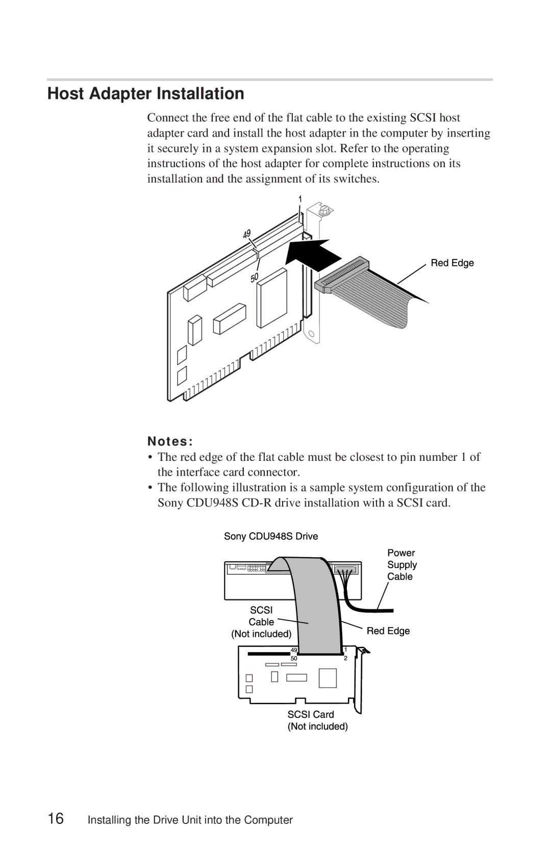 Sony CDU948S manual Host Adapter Installation, T e s 