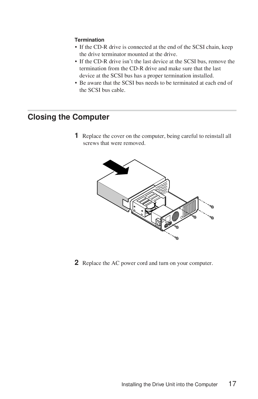 Sony CDU948S manual Closing the Computer 