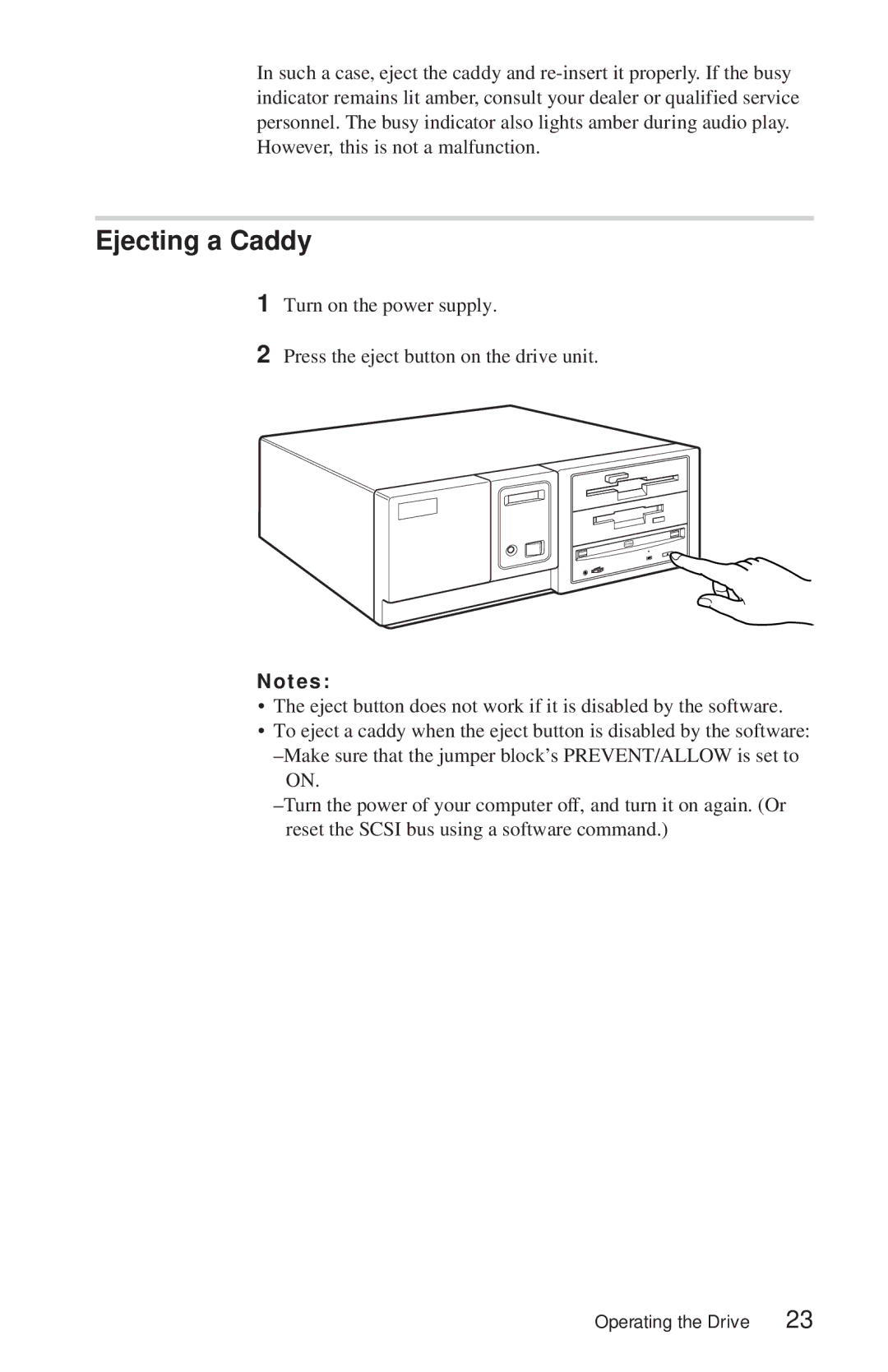 Sony CDU948S manual Ejecting a Caddy 