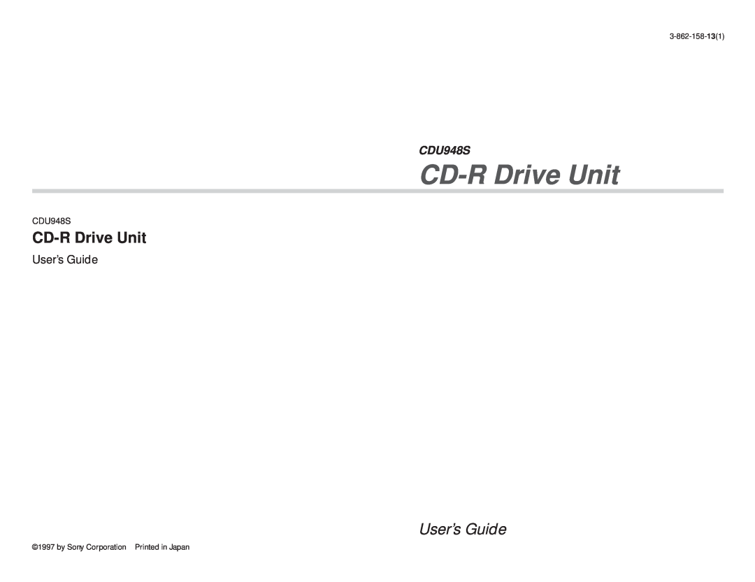 Sony CDU948S manual CD-RDrive Unit, User’s Guide 