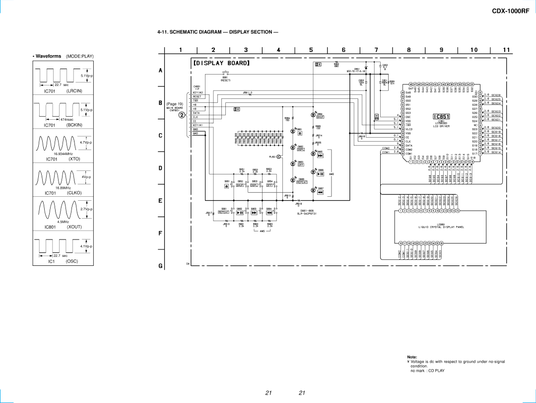 Sony CDX-1000RF service manual Schematic Diagram Display Section 