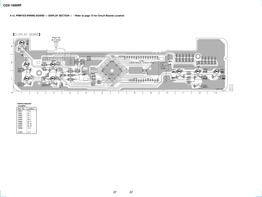 Sony CDX-1000RF service manual Semiconductor Location 