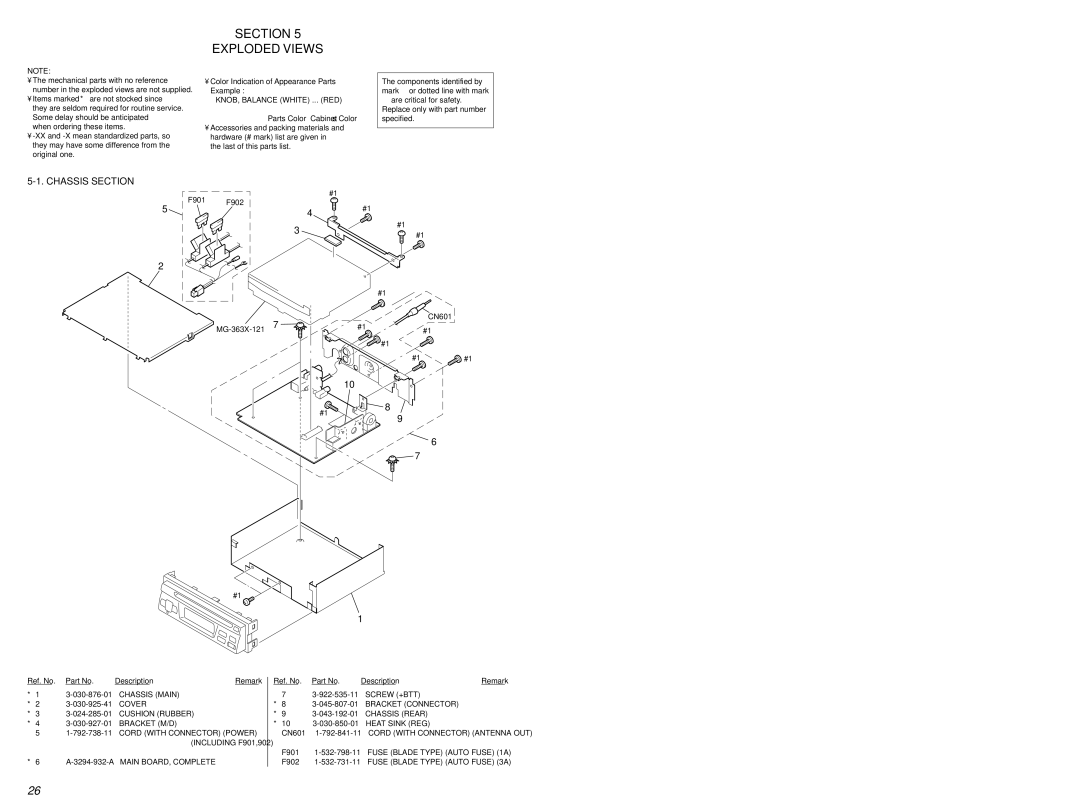 Sony CDX-1000RF service manual Section Exploded Views, Chassis Section, A Main BOARD, Complete, Heat Sink REG 