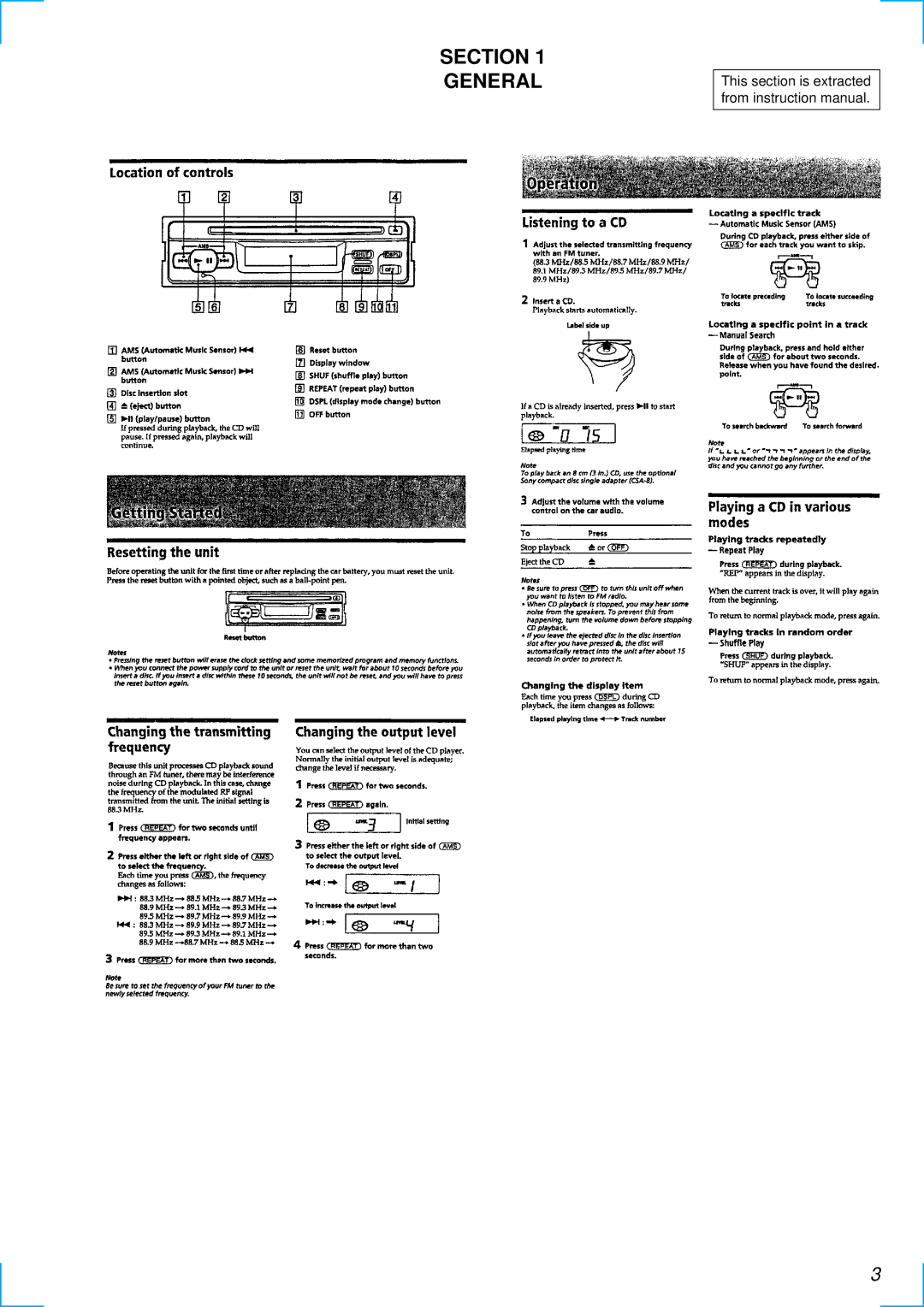 Sony CDX-1000RF service manual General 