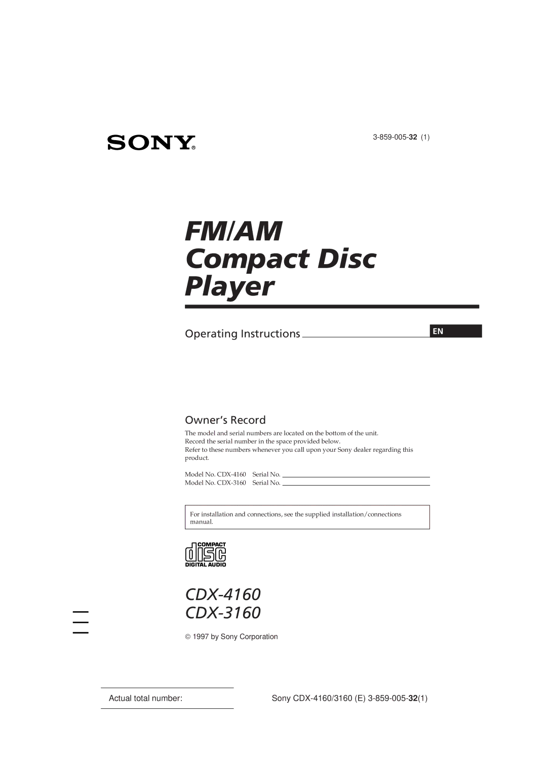 Sony 0 CDX-3160, CDX-416 operating instructions Fm/Am 