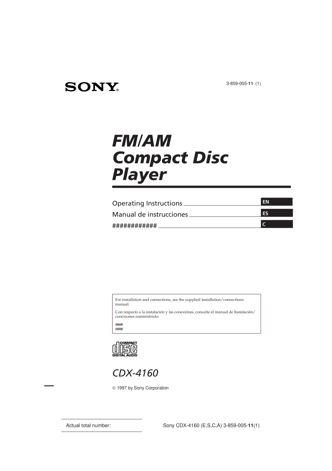 Sony CDX-4160 operating instructions Fm/Am 