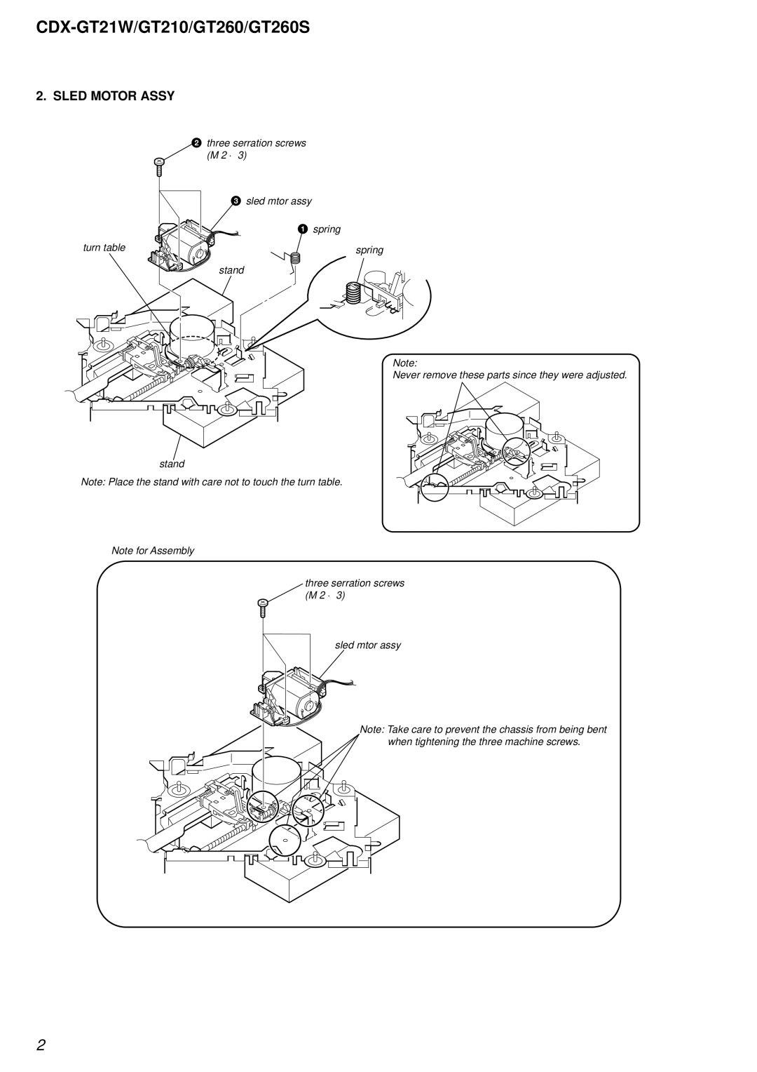 Sony CDX-GT21W, CDX-GT210, CDX-GT260S service manual Sled Motor Assy 