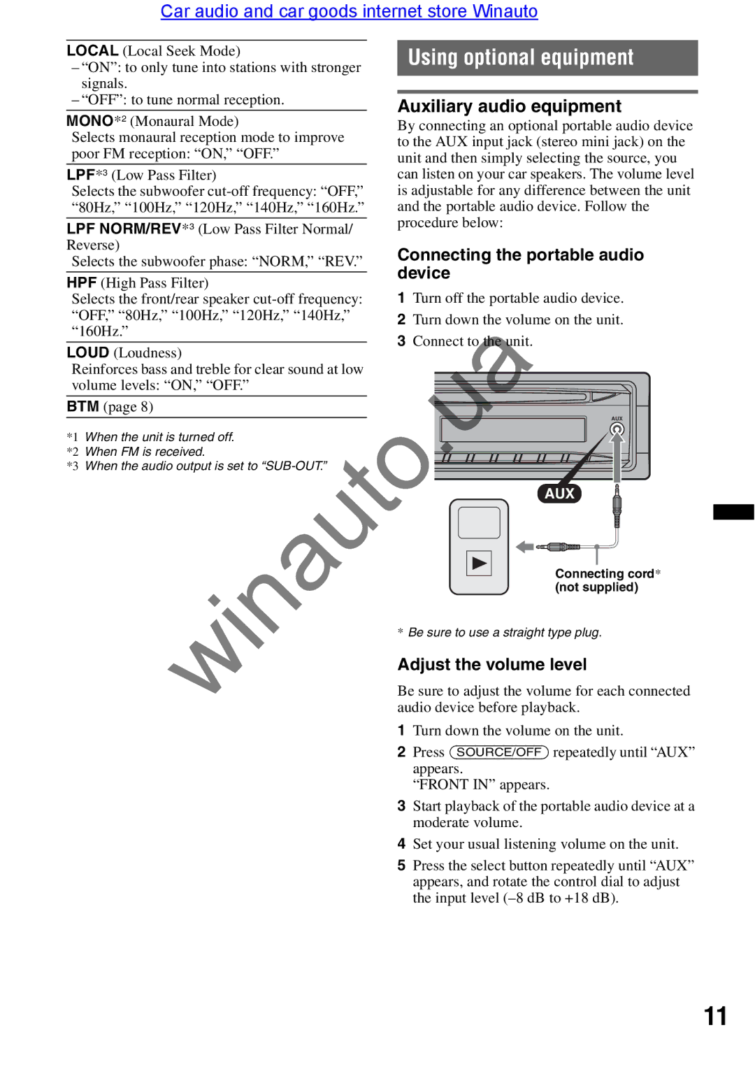 Sony CDX-GT290 user manual Adjust the volume level 