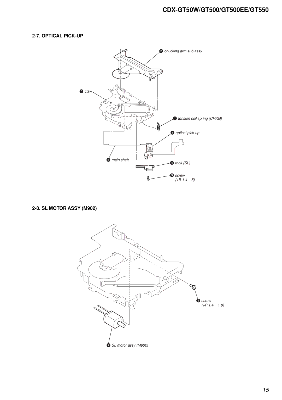 Sony CDX-GT550, CDX-GT50W, CDX-GT500EE service manual Optical PICK-UP, SL Motor Assy M902 