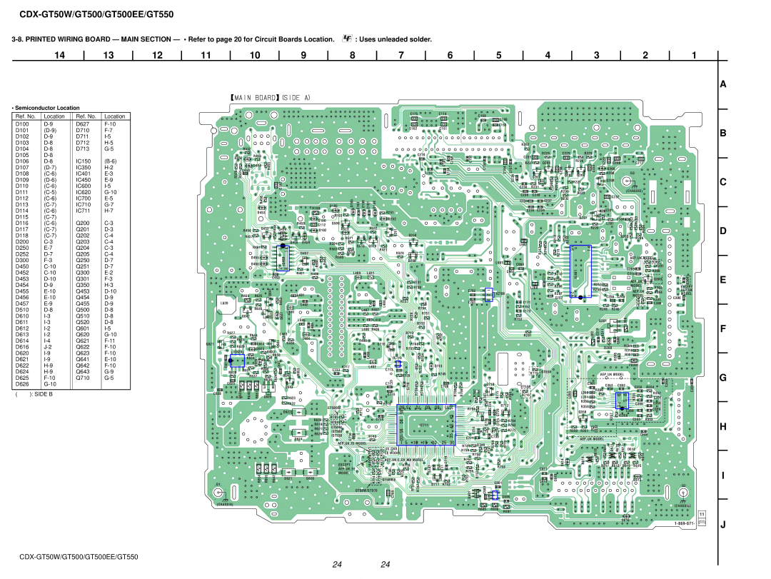 Sony CDX-GT50W, CDX-GT500EE, CDX-GT550 service manual Semiconductor Location, Side B 