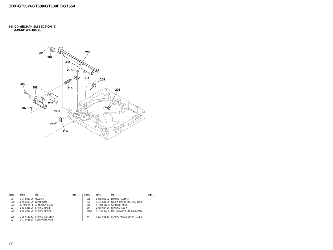 Sony CDX-GT50W, CDX-GT500EE, CDX-GT550 service manual 202 207 209 208 210, 206, 203 211 204 205 