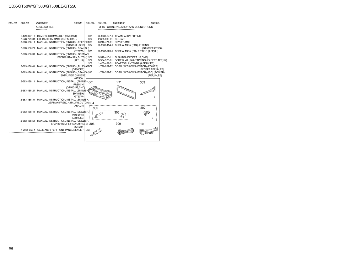 Sony CDX-GT50W, CDX-GT500EE, CDX-GT550 service manual 301 302 303 304 305 307 306 308 309 310 