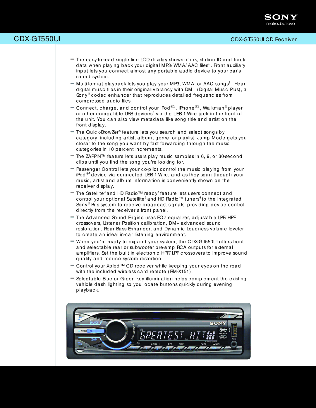 Sony CDX-GT550UI manual 