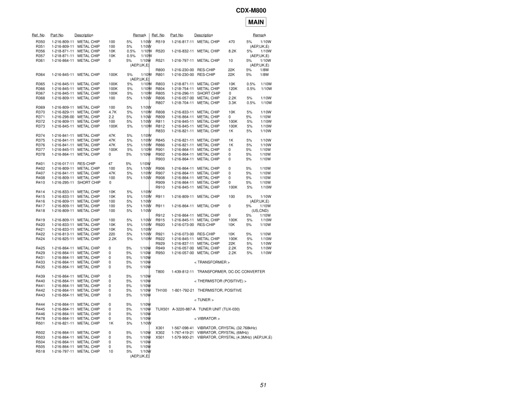 Sony CDX-M800 service manual Transformer, TRANSFORMER, DC-DC Converter 