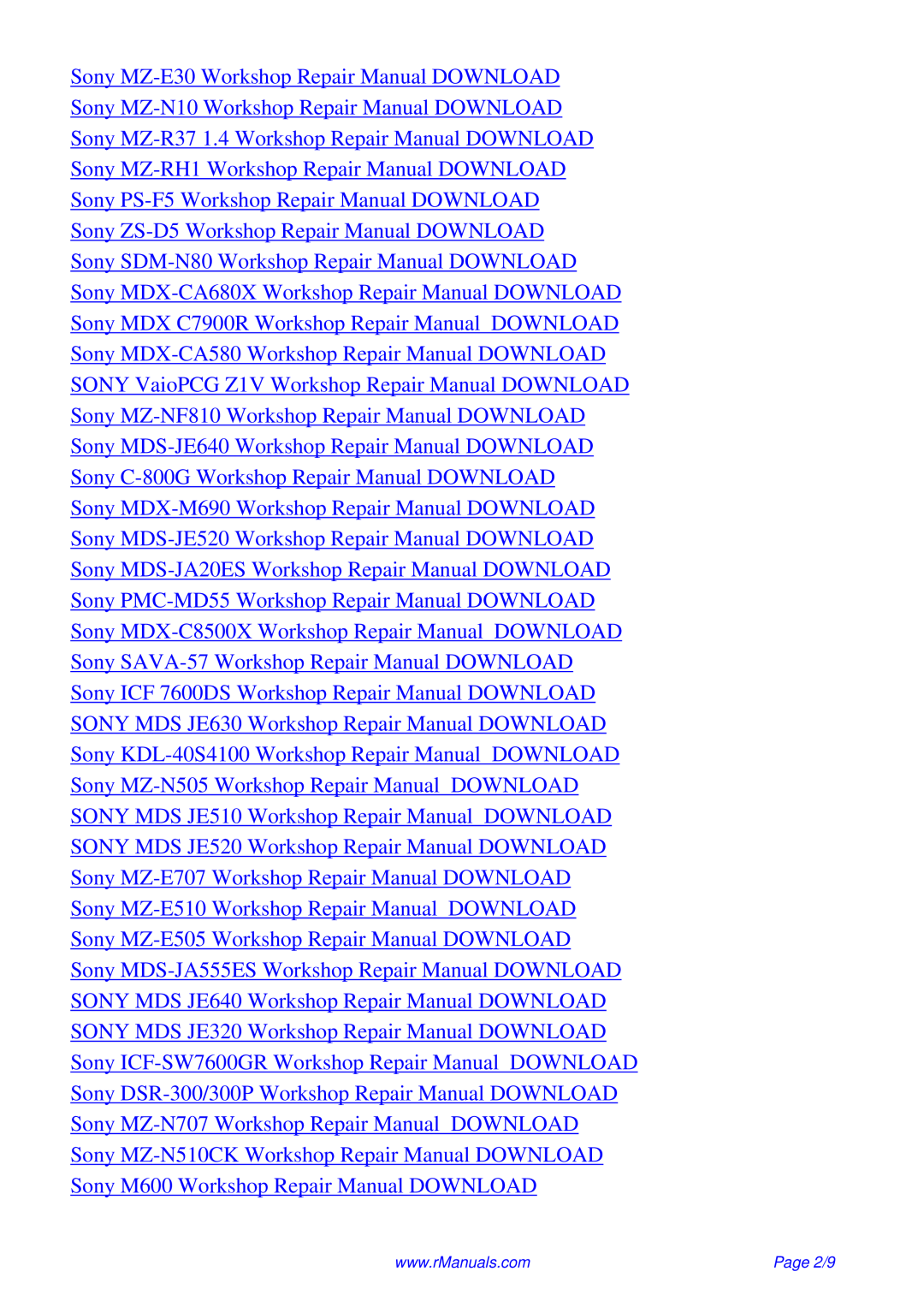 Sony CDX-M800 service manual 2/9 