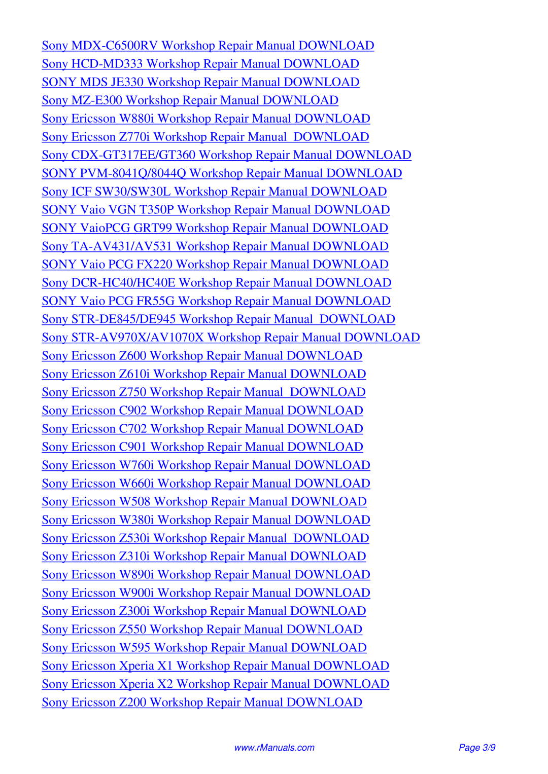 Sony CDX-M800 service manual 3/9 