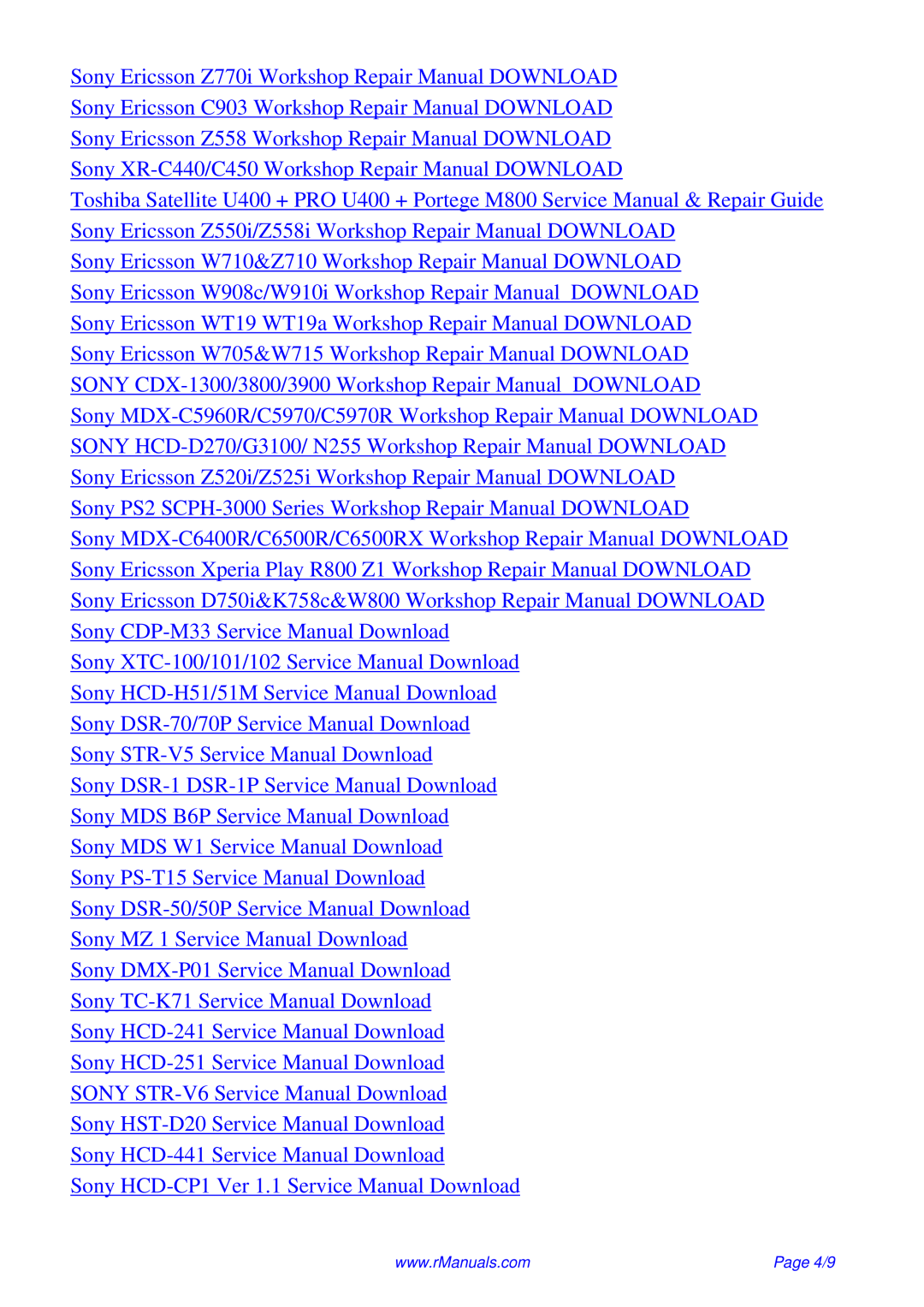 Sony CDX-M800 service manual 4/9 