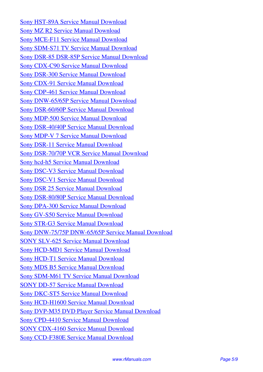 Sony CDX-M800 service manual 5/9 