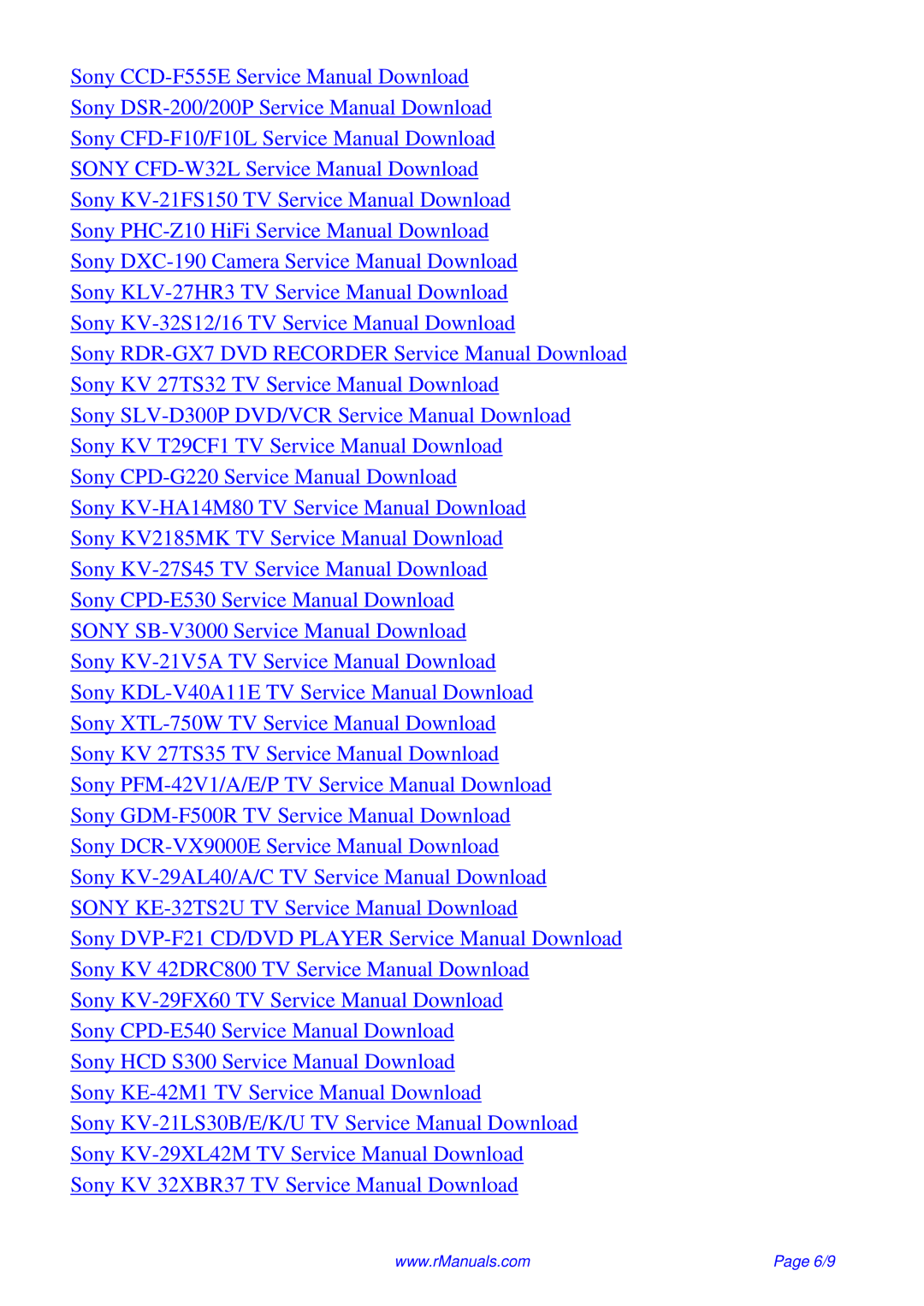 Sony CDX-M800 service manual 6/9 