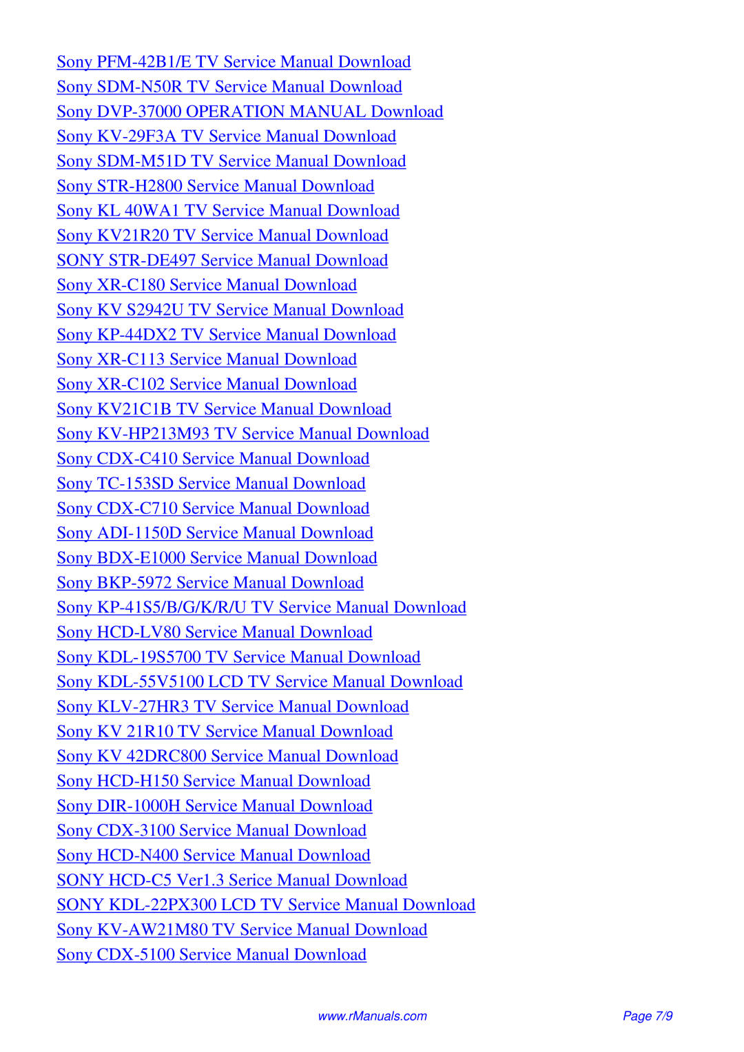 Sony CDX-M800 service manual 7/9 