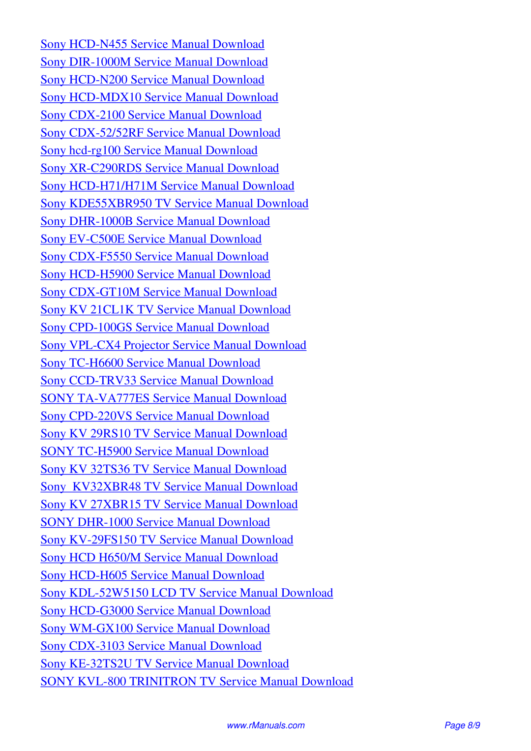 Sony CDX-M800 service manual 8/9 