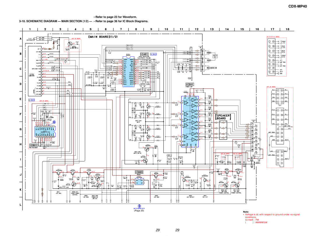 Sony CDX-MP40 service manual PJ601 C629 JR601 Q602 