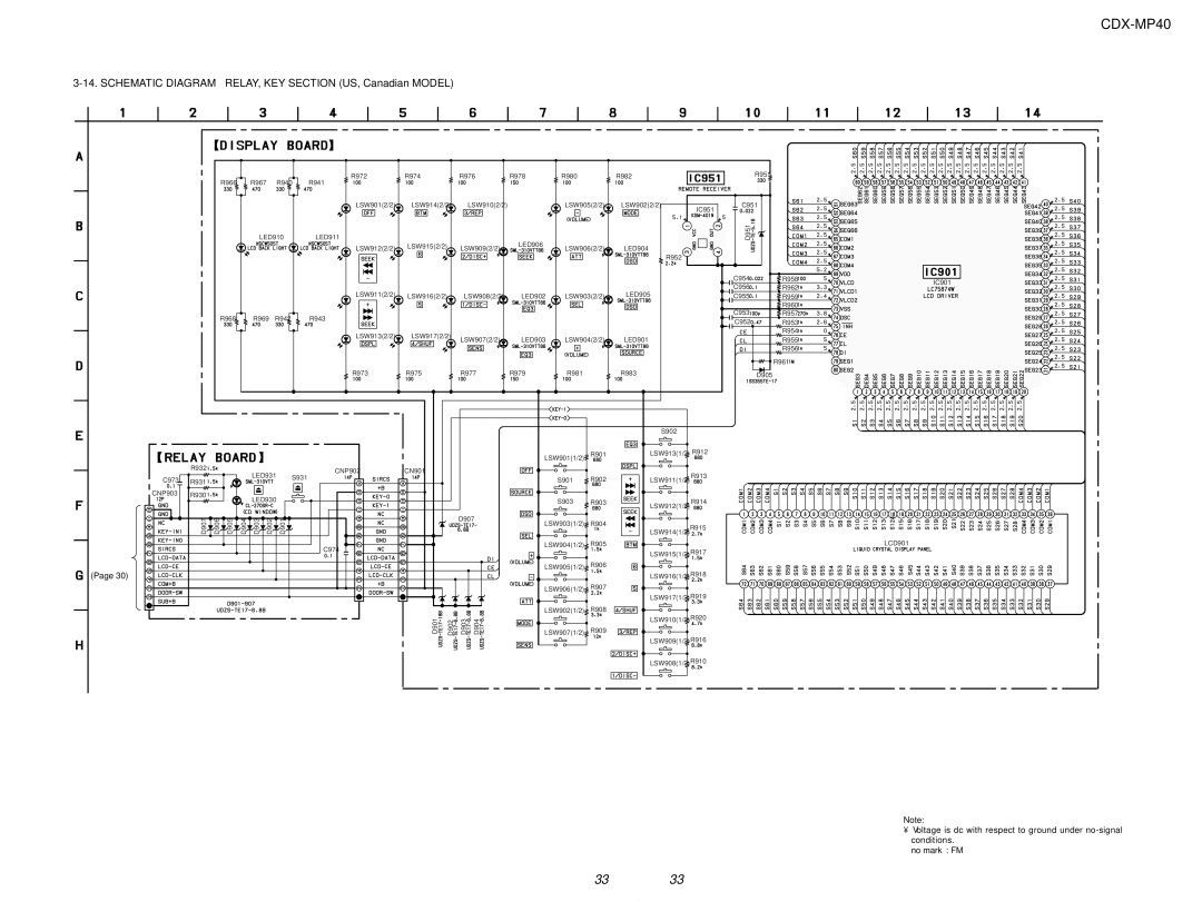 Sony CDX-MP40 service manual Schematic Diagram RELAY, KEY Section US, Canadian Model 