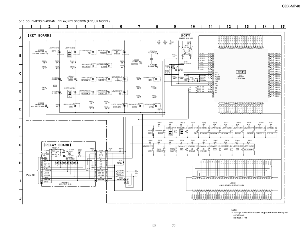 Sony CDX-MP40 service manual Schematic Diagram RELAY, KEY Section AEP, UK Model 