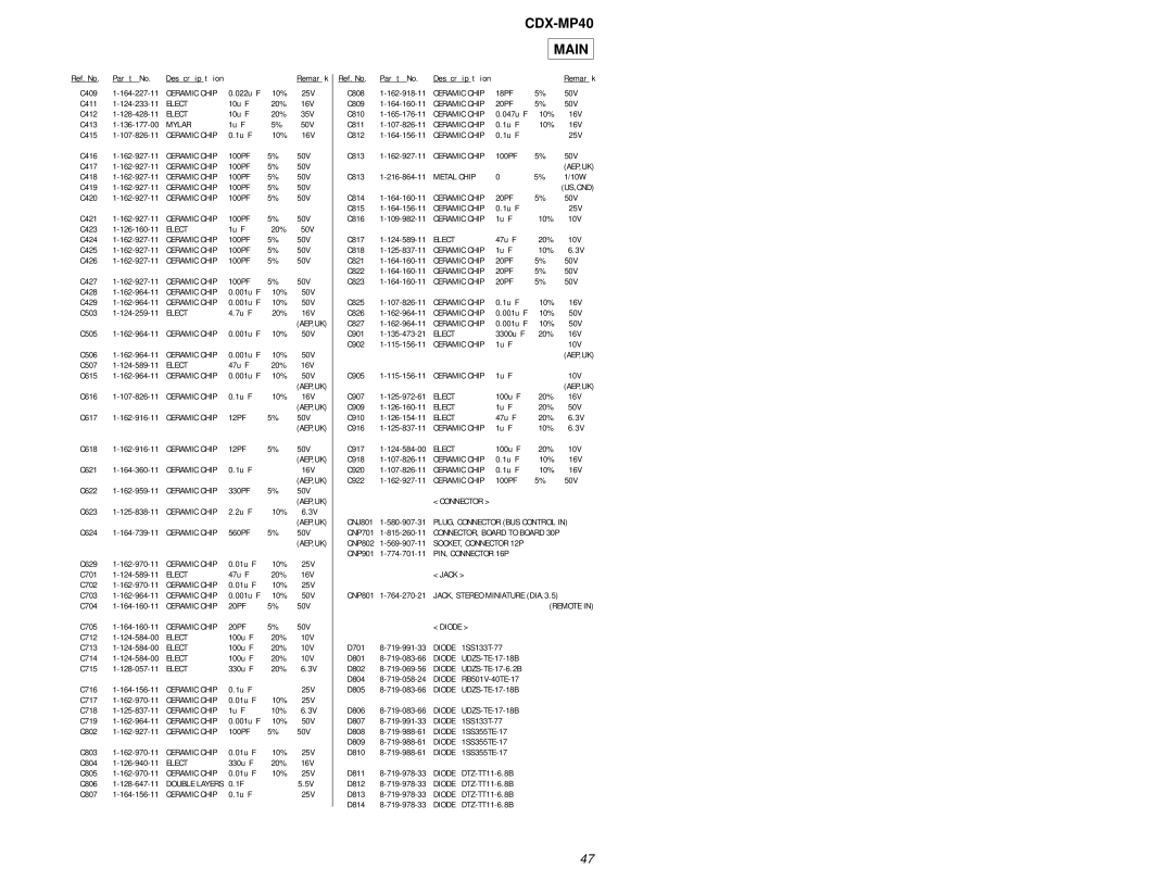 Sony service manual CDX-MP40 Main 