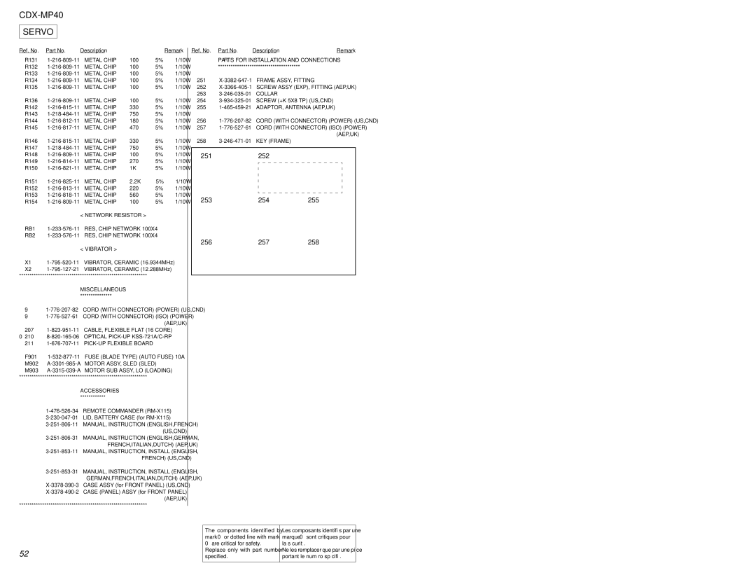 Sony CDX-MP40 service manual 251252 253 254 255 256 257 258 