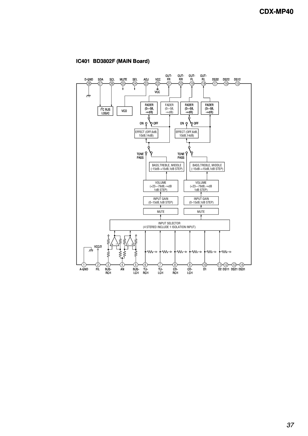 Sony CDX-MP40 service manual IC401 BD3802F MAIN Board 