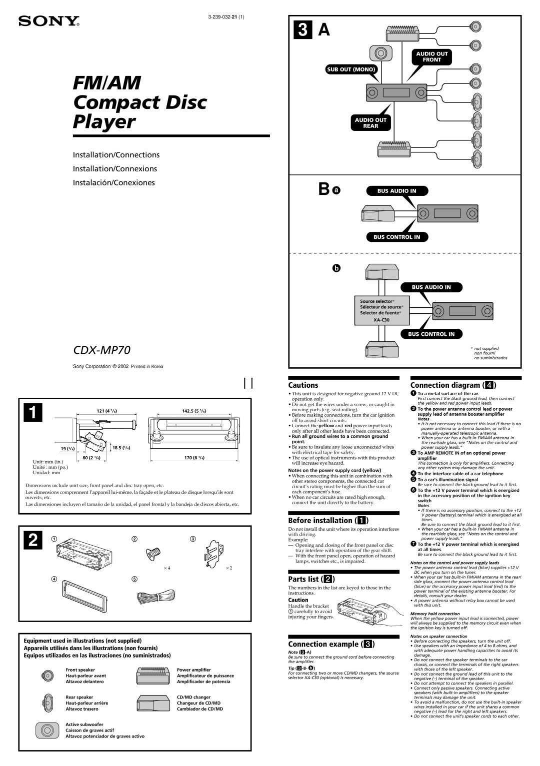 Sony CDX-MP70 operating instructions Fm/Am 