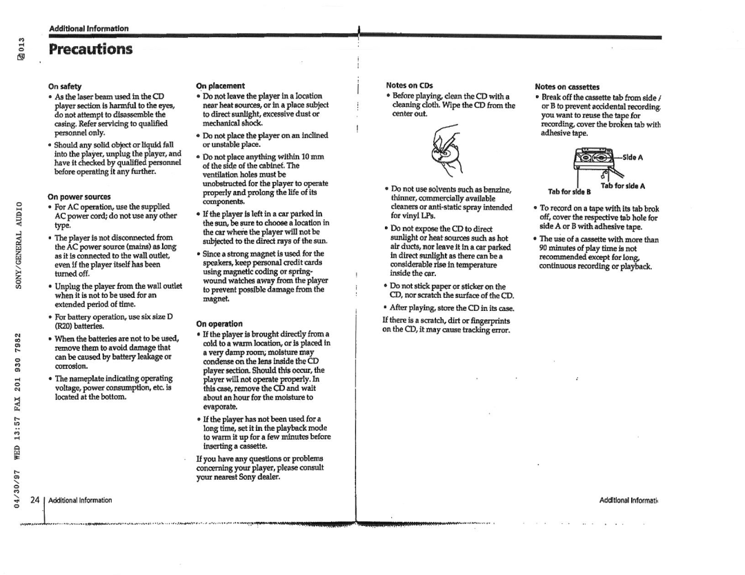 Sony CFD-S33, CFD-S23 manual 