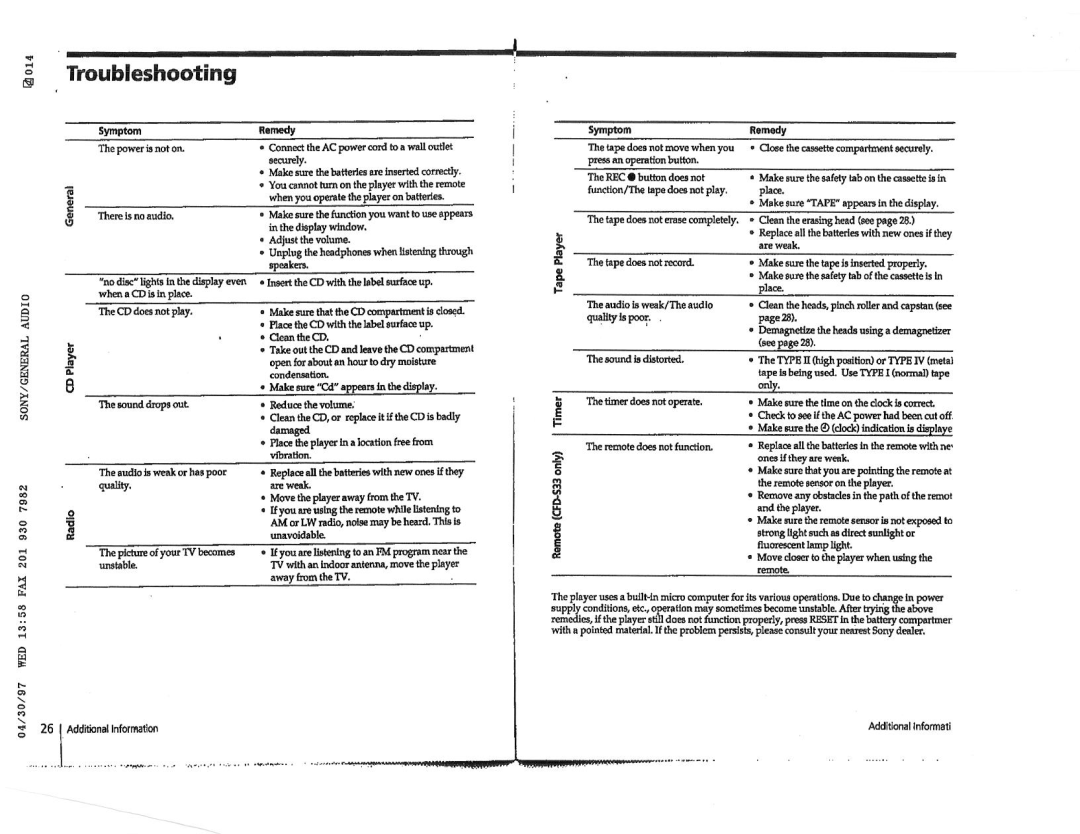 Sony CFD-S23, CFD-S33 manual 